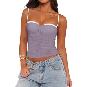 Lavender Ruched Mesh Cami Top Size Medium